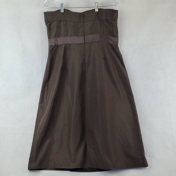 J Crew Silk Emma Faille Strapless Dress Chocolate Brown Knee Length Size 12 - Picture 6 of 9